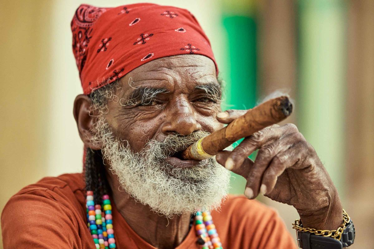 Local Enjoying a Cuban Cigar